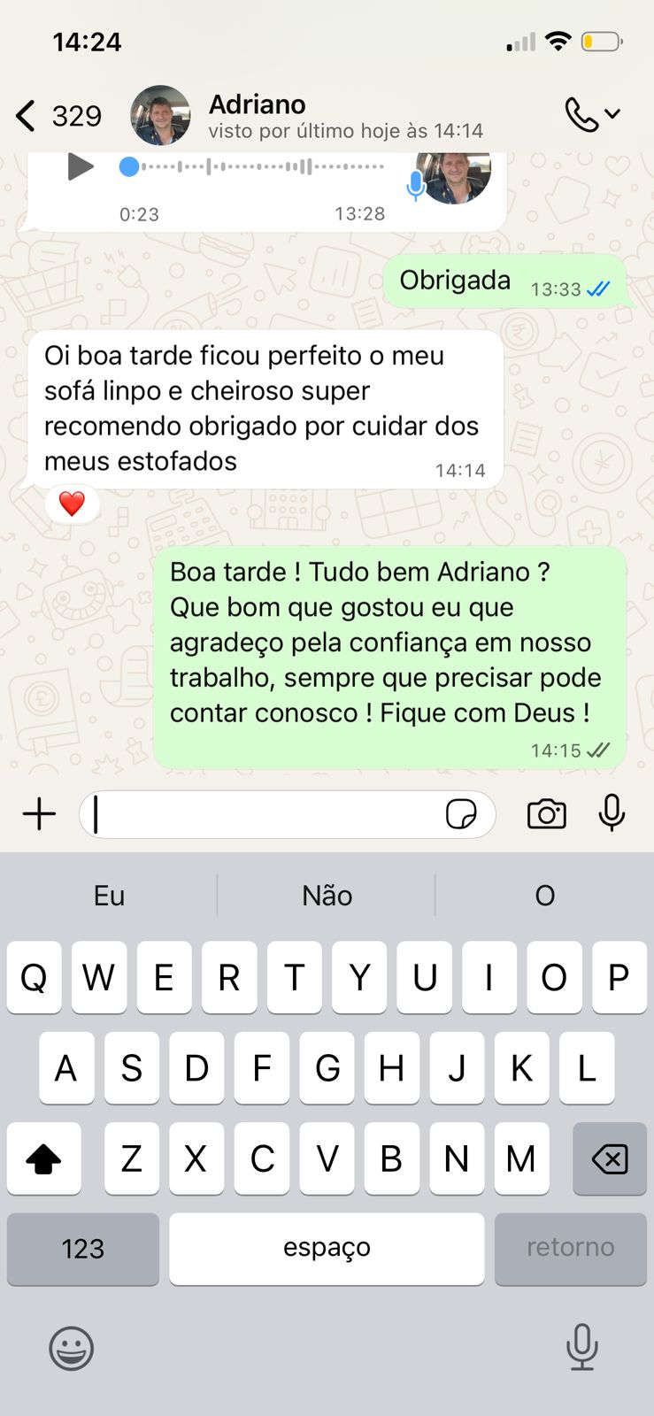 Depoimento Adriano no WhatsApp